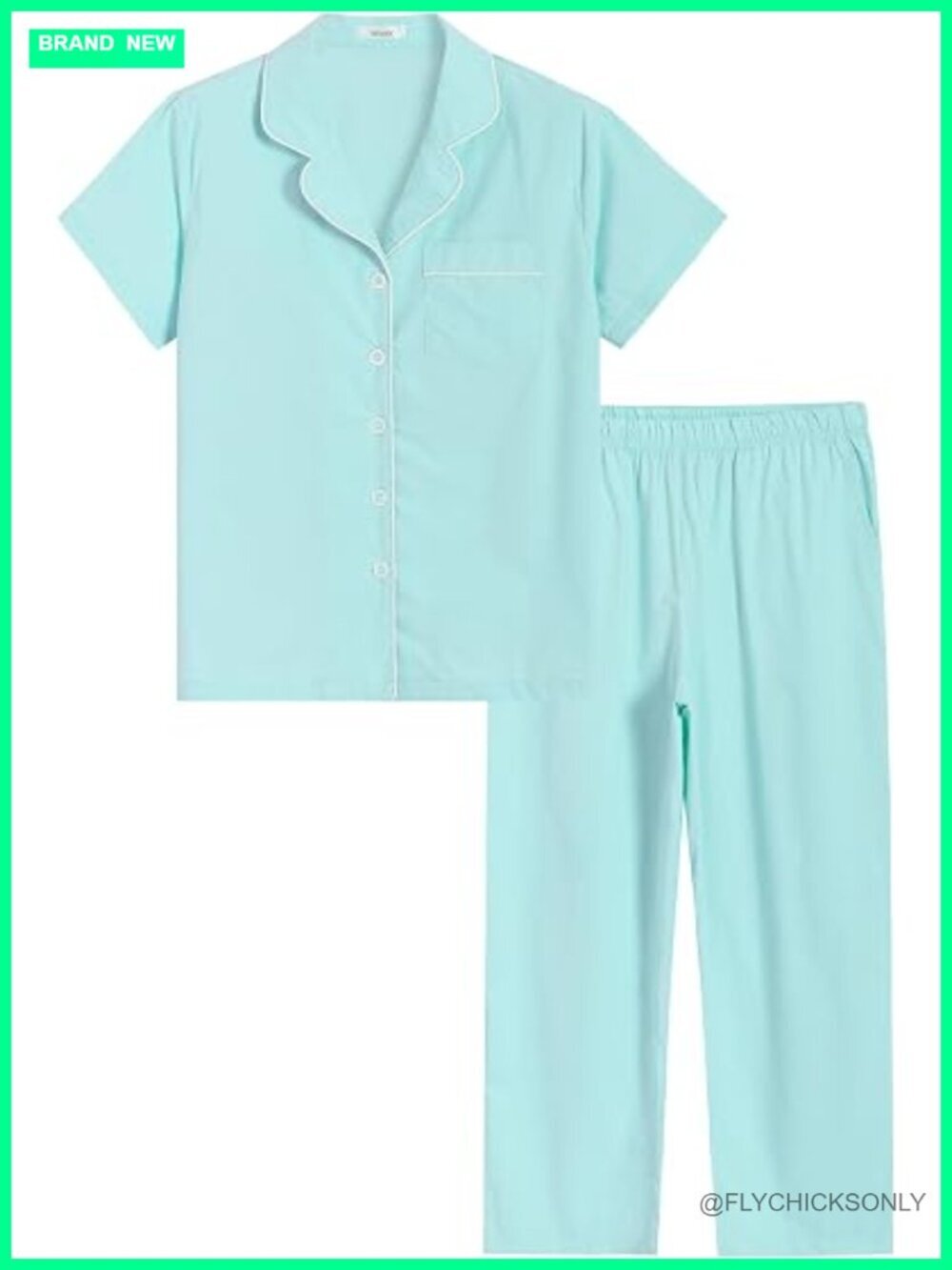 Petite Cotton Poplin Pajama Set - Button Up Relaxed Fit